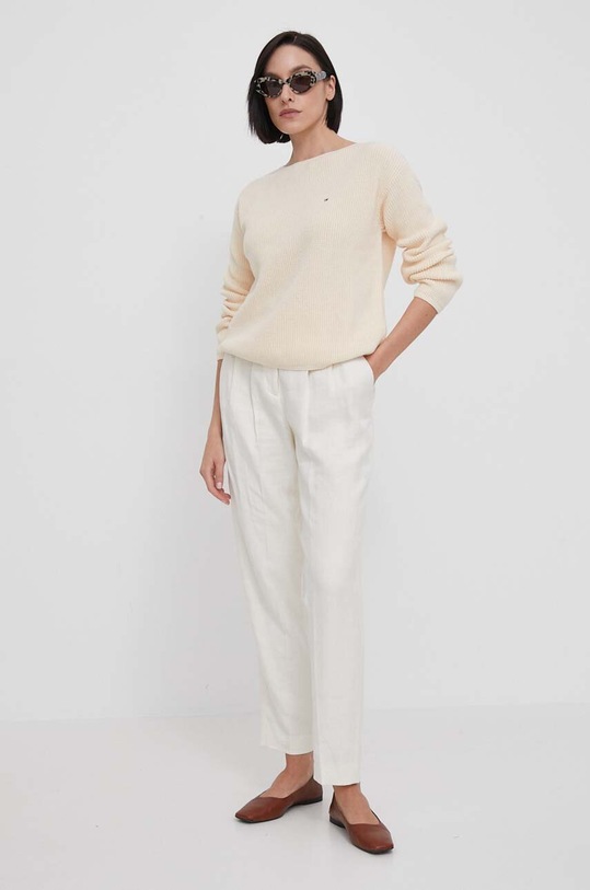 Bavlněný svetr Tommy Hilfiger WW0WW40345 žlutá AW23