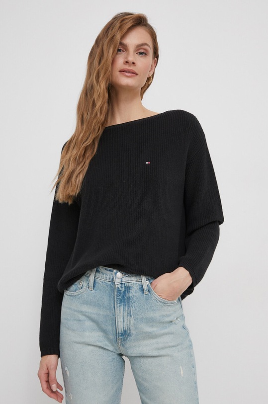 Tommy Hilfiger sweter bawełniany bawełna czarny WW0WW40345