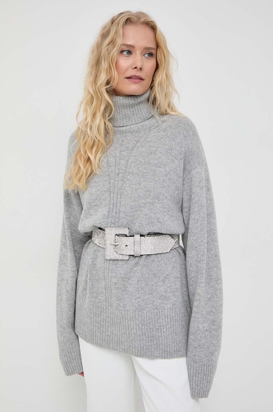 Trussardi sweter z domieszką wełny z domieszką wełny szary 56M00615.0F000779
