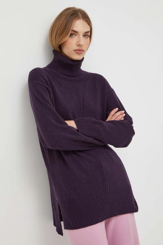 Trussardi sweter z domieszką wełny z domieszką wełny fioletowy 56M00615.0F000779