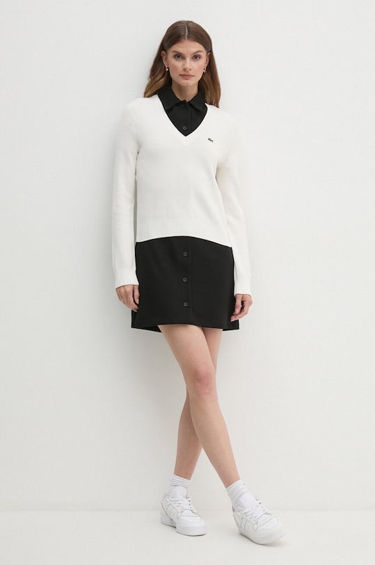 Lacoste sweter bawełniany AF3324 beżowy AW24