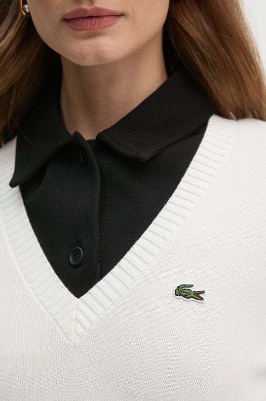 Lacoste sweter bawełniany AF3324 beżowy