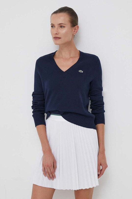 Lacoste sweter bawełniany bawełna granatowy AF3324