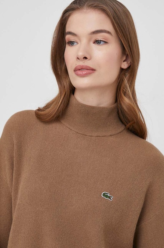 Μάλλινο πουλόβερ Lacoste καφέ AF9542