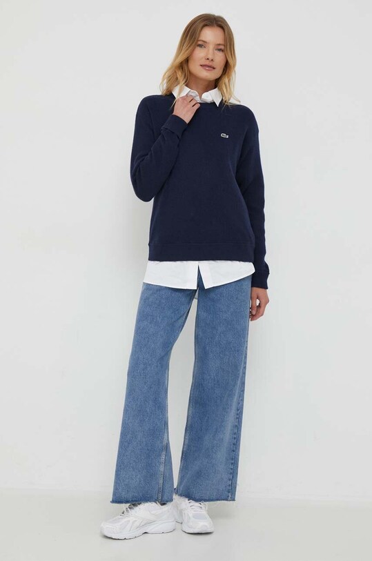 Μάλλινο πουλόβερ Lacoste AF9551 σκούρο μπλε AW24