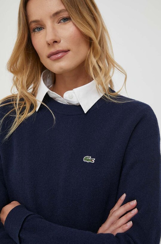 Μάλλινο πουλόβερ Lacoste σκούρο μπλε AF9551