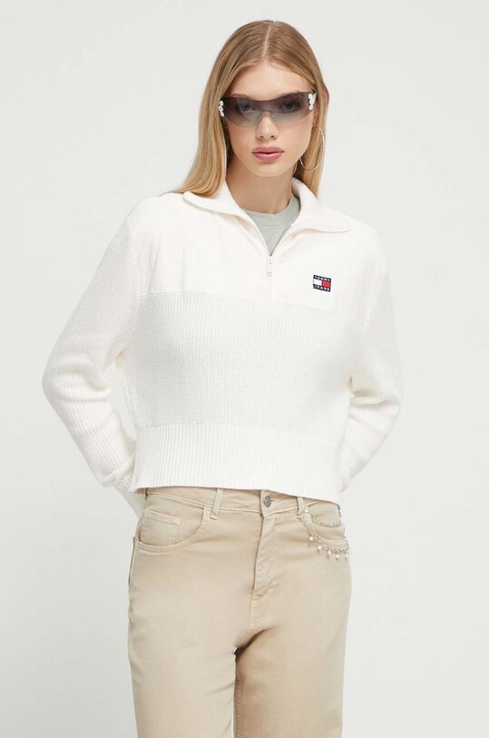Tommy Jeans pulover grosime medie bej DW0DW16521