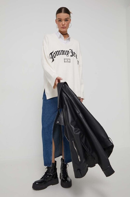 Tommy Jeans pulover DW0DW16530 bej AW23
