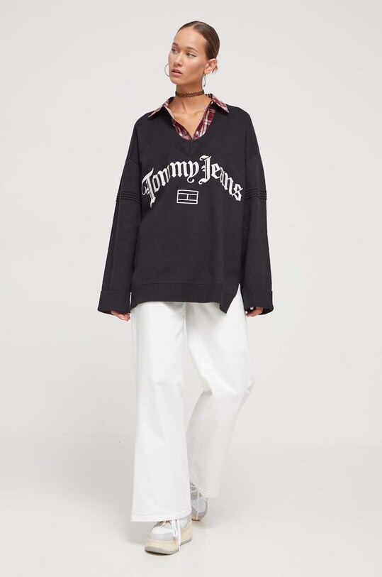 Πουλόβερ Tommy Jeans DW0DW16530 μαύρο AW23