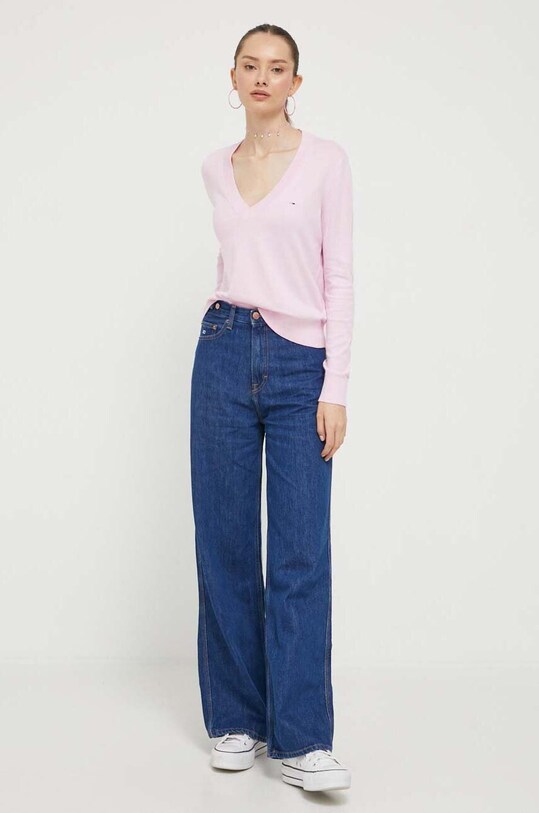 Tommy Jeans sweter DW0DW16535 różowy AW23