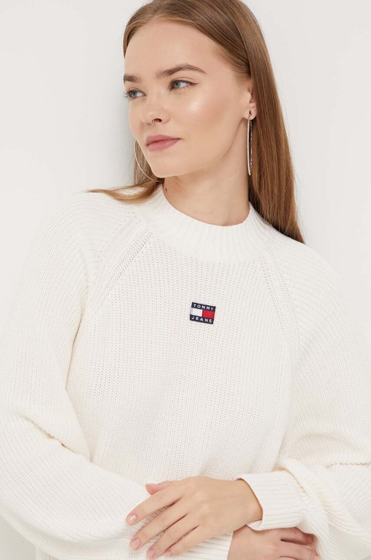 Βαμβακερό πουλόβερ Tommy Jeans μπεζ DW0DW16536