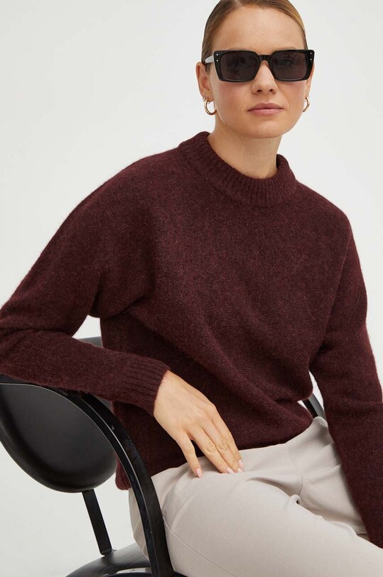 Tiger Of Sweden sweter wełniany okrągły bordowy S69898043