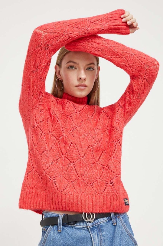 Пуловер с вълна Superdry с вълна оранжев W6110505A.1HC
