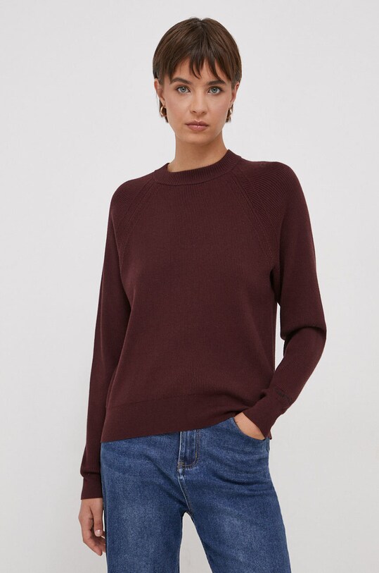 Calvin Klein sweter z domieszką wełny bordowy K20K206020