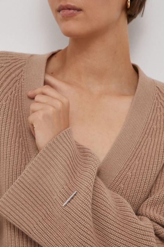 Calvin Klein kardigan wełniany K20K206275 beżowy