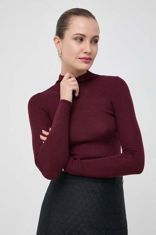 Twinset sweter wełniany bordowy 232TT3340