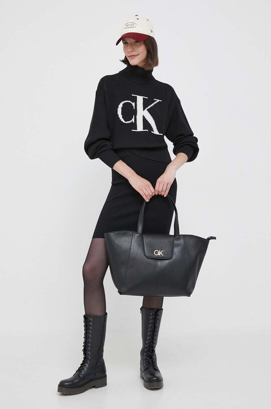Pamučni pulover Calvin Klein Jeans J20J221960 crna AW23