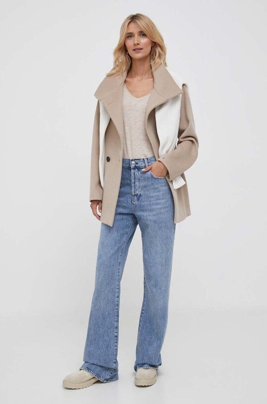 Calvin Klein Jeans sweter bawełniany J20J222255 beżowy AW23