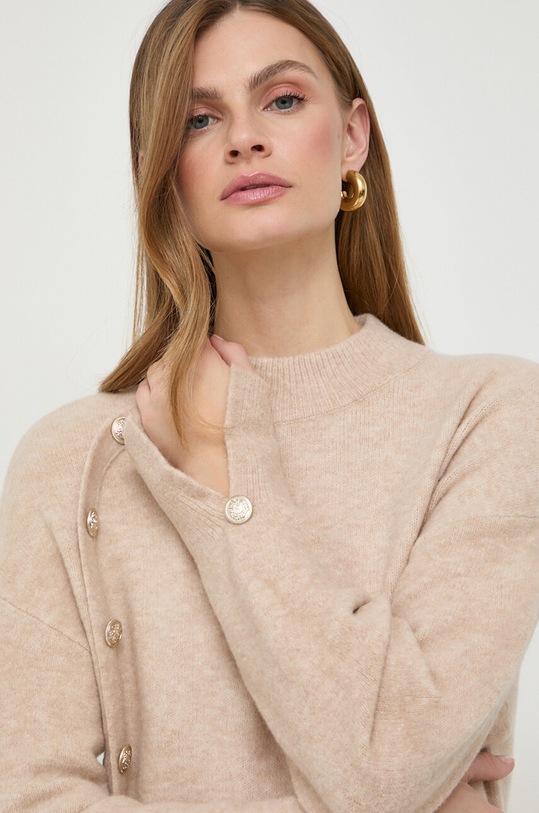Morgan sweter z domieszką wełny okrągły beżowy MNOM.BEIGE