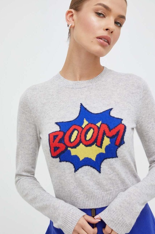 MAX&Co. sweter wełniany okrągły szary 73643323