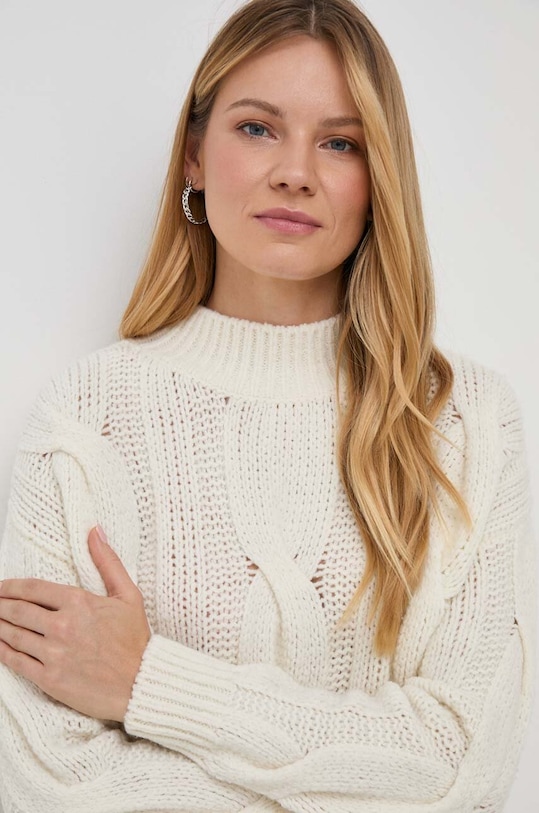 MAX&Co. sweter wełniany beżowy 73642623