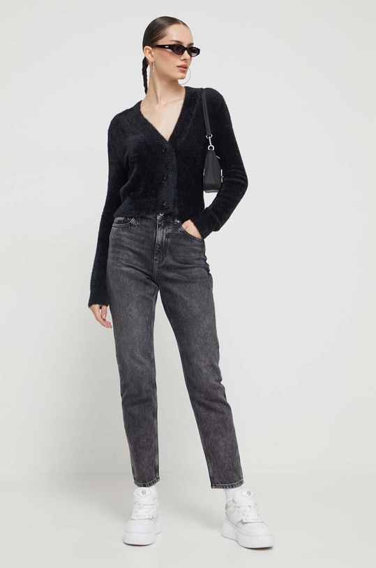Πλεκτή ζακέτα Guess Originals W3BR10Z33V0 μαύρο AW23
