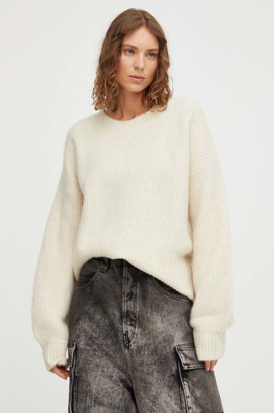 Won Hundred sweter wełniany Blaire okrągły beżowy 2524.11041
