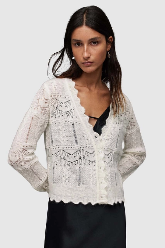 Kardigan AllSaints VANESSA CARDIGAN s příměsí vlny bílá WK034V