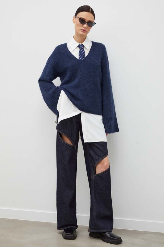 By Malene Birger pulover de lana Cimone grosime medie bleumarin Q71340021