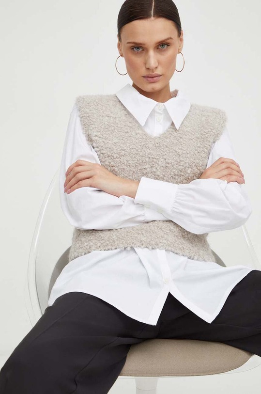 By Malene Birger kamizelka wełniana szpic beżowy Q71993003