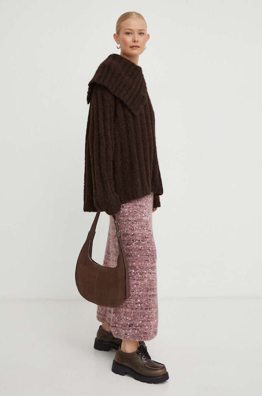 Lovechild sweter wełniany 8563463 brązowy AW23