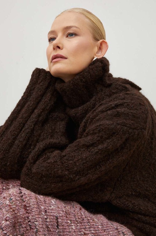 Lovechild sweter wełniany 8563463 brązowy
