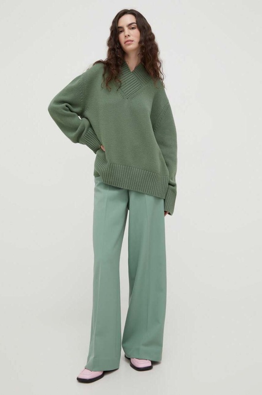 Lovechild sweter wełniany 8613459 zielony AW23