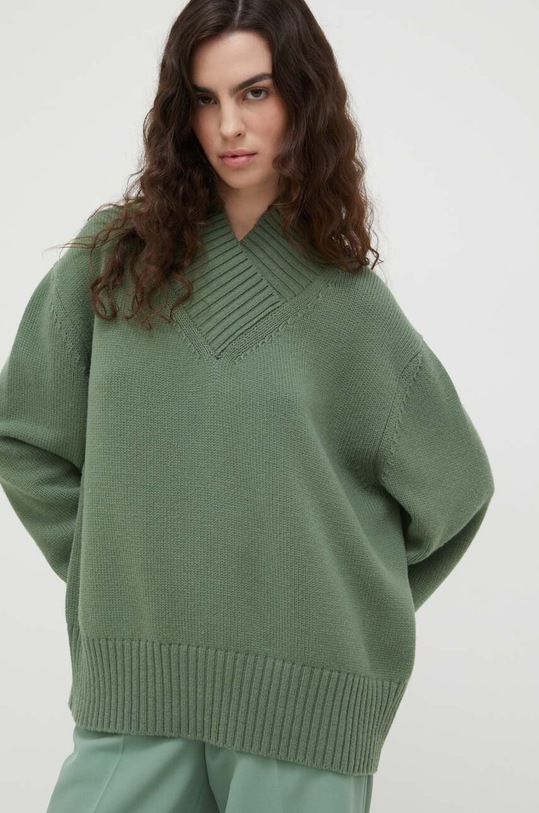 Lovechild sweter wełniany zielony 8613459