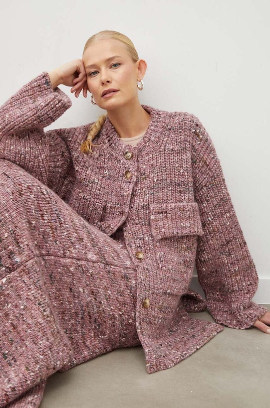Lovechild kardigan wełniany wełna różowy 8763455