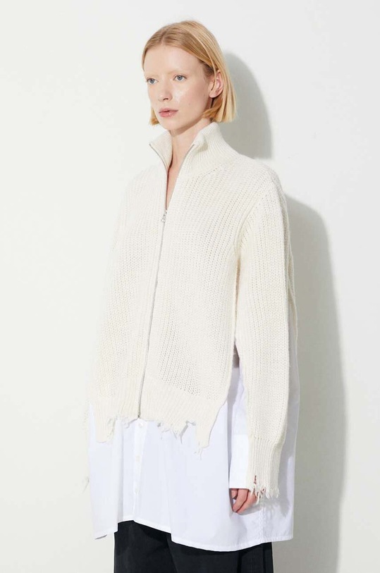 Svetr s příměsí vlny MM6 Maison Margiela Cardigan červená S62HP0009