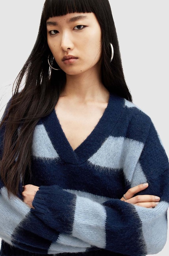 AllSaints pulover din amestec de lana LOU CROP WK019Z albastru SS24