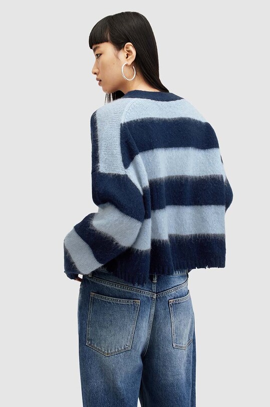 Îmbrăcăminte AllSaints pulover din amestec de lana LOU CROP WK019Z albastru