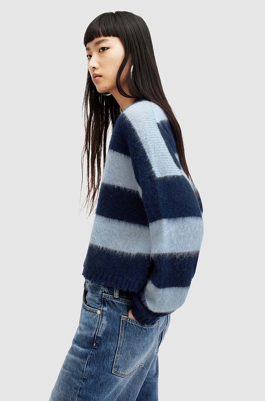 AllSaints pulover din amestec de lana LOU CROP albastru WK019Z