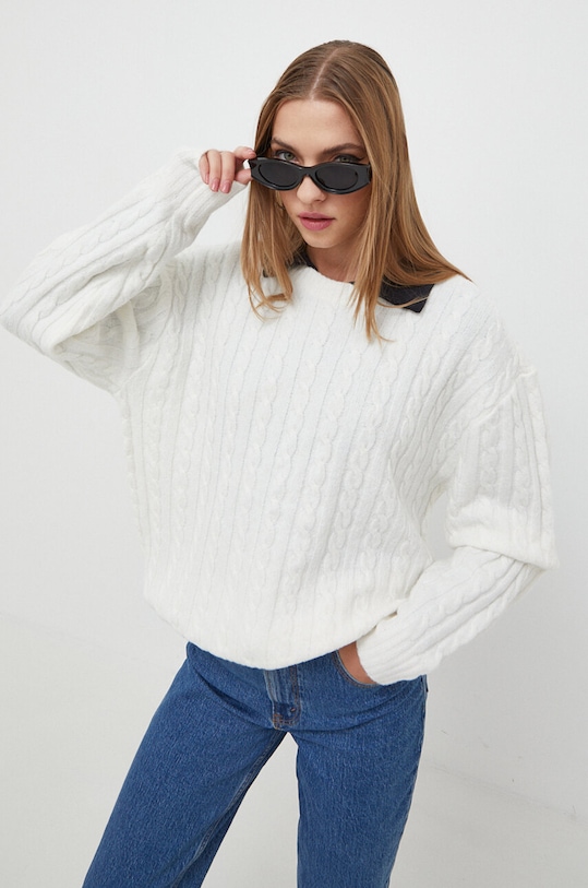 Sveter Hollister Co. okrúhly biela KI350.3200.101