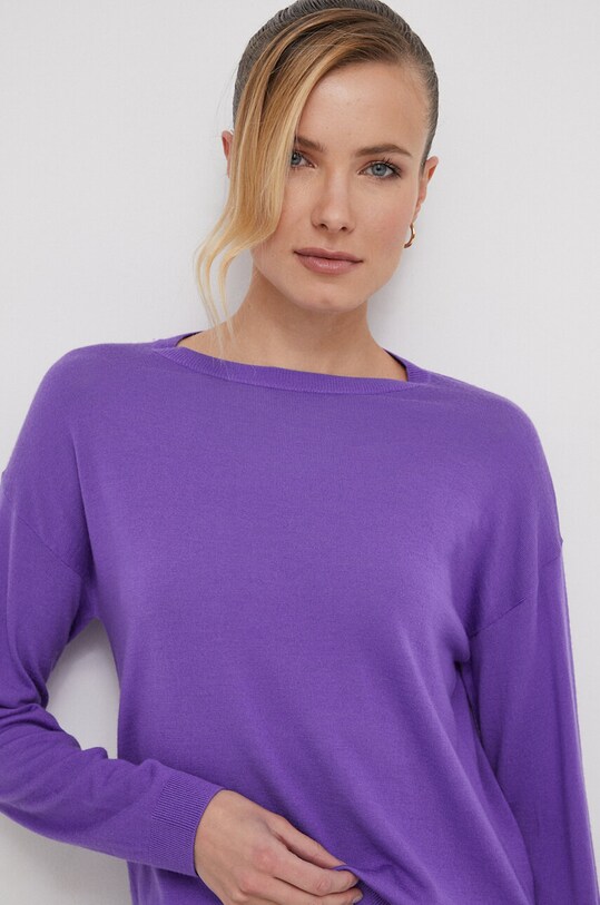 United Colors of Benetton sweter wełniany fioletowy 11AHD10A4.90F
