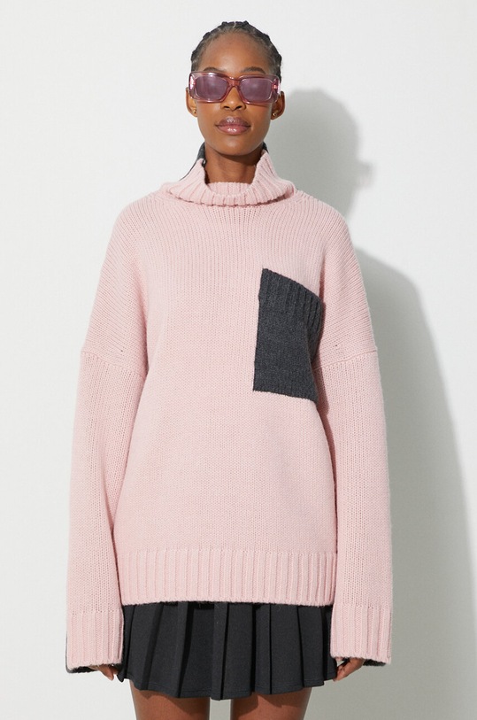 Vlněný svetr JW Anderson růžová KW1004.YN0144