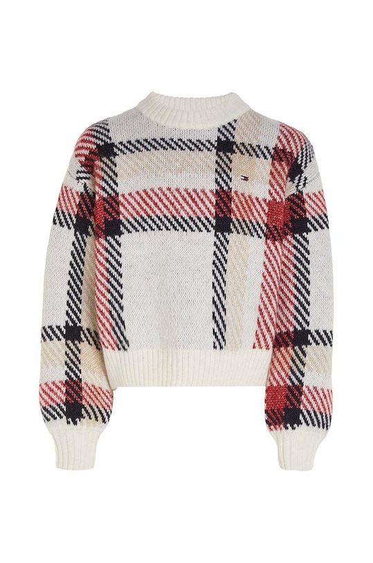 Detský sveter s prímesou vlny Tommy Hilfiger KG0KG07469.128.176.9BYX biela AW23