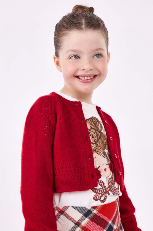 Mayoral kardigan z domieszką wełny dziecięcy z domieszką wełny czerwony 4310.6B.Mini.9BYX