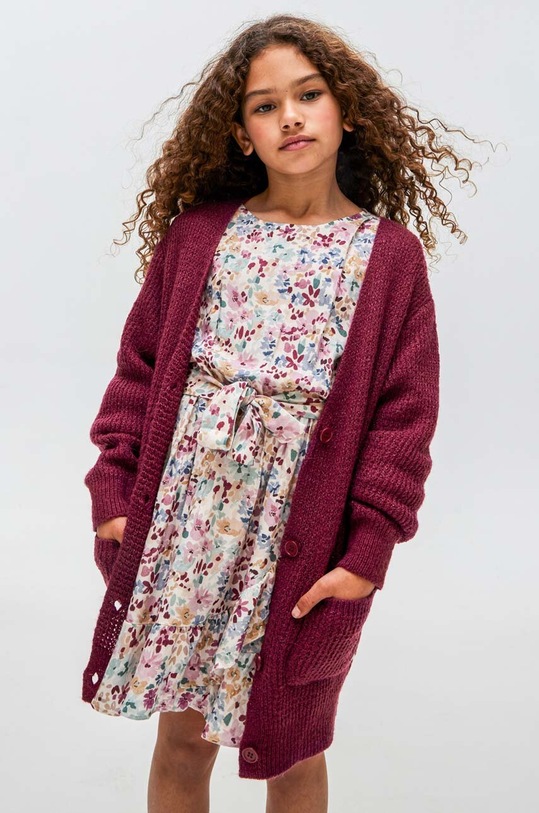 Mayoral gyerekkardigán gyapjúkeverékből 7313.8D.Junior.9BYX burgundia AW23