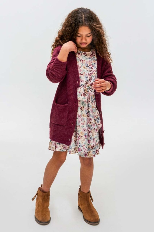 Lány Mayoral gyerekkardigán gyapjúkeverékből 7313.8D.Junior.9BYX burgundia