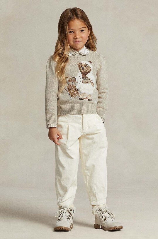 Παιδικό βαμβακερό πουλόβερ Polo Ralph Lauren μπεζ 312919958001
