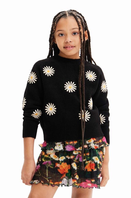 Desigual sweter z domieszką wełny dziecięcy z domieszką wełny czarny 23WGJF01