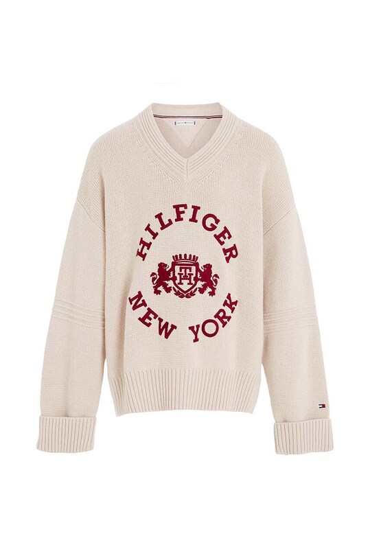 Tommy Hilfiger sweter bawełniany dziecięcy KG0KG07626.104.122.9BYX beżowy AW23