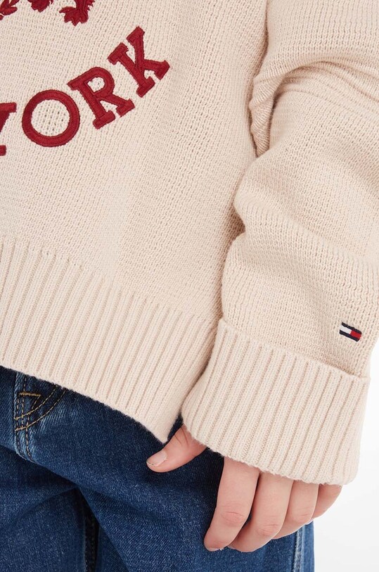 Детский хлопковый свитер Tommy Hilfiger KG0KG07626.128.176.9BYX бежевый